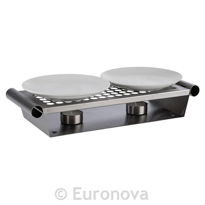 Servirni grelec za hrano / 2 svečki / 34x13cm