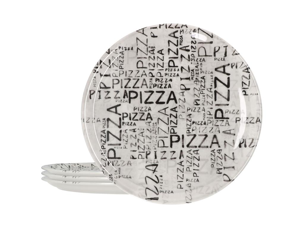 Pizza krožnik Napoli / 31cm / White & Black / 6kos