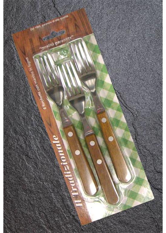 Vilice z lesenim ročajem / 20cm / 6kos