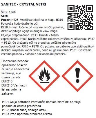Čistilo za steklo Crystal Vetri / 750ml
