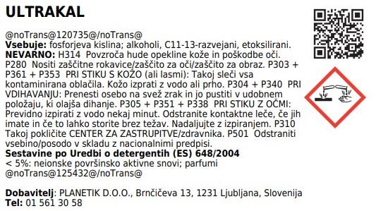 Čistilo za vodni kamen Ultrakal / 750ml