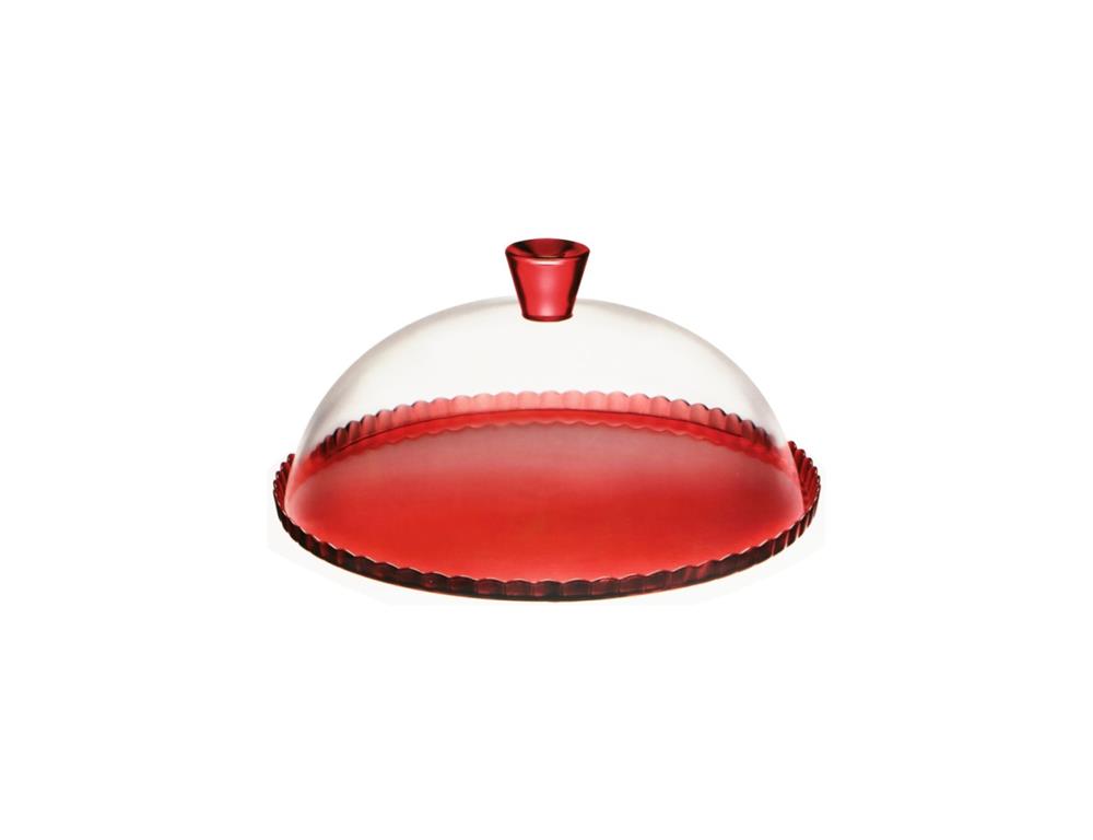 Krožnik za torto Patisserie / s pokrovom / rdeča / 32cm
