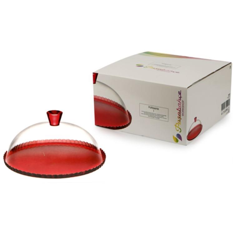 Krožnik za torto Patisserie / s pokrovom / rdeča / 32cm