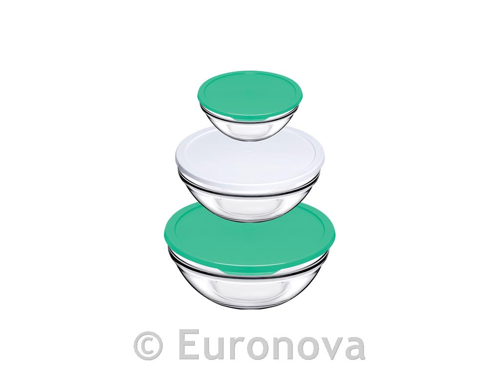 Skleda chef's / 140-170-200mm / set s pokrovi / 3kos