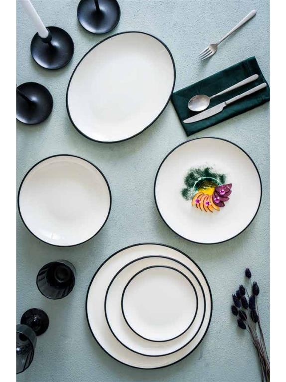 Linea Black globoki krožnik Gourmet / 24cm / 400ml / 6kos