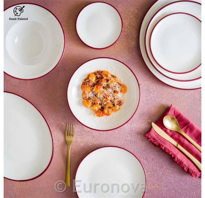 Linea Burgundy globoki krožnik Bloom / 23cm / 1000ml / 6kos