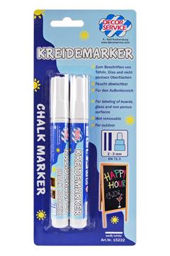 Marker tekoča kreda / bel / 2-3mm / 2kos